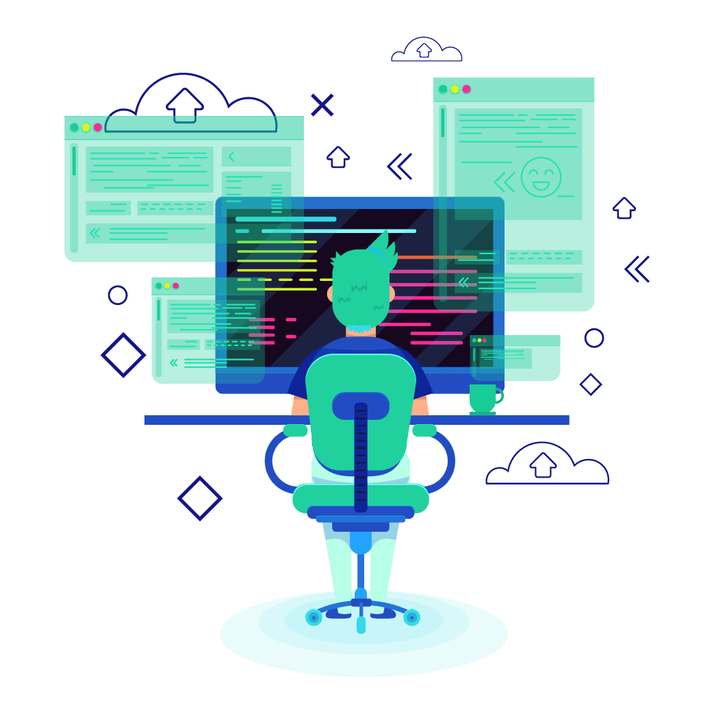 Computer illustration representing software development